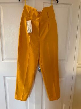 Mustard Yellow High-Waist Tapered Pants